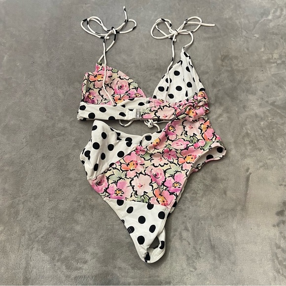 New! For love and lemons Neapolitan polka dot floral monokini 10448 - Picture 10 of 11